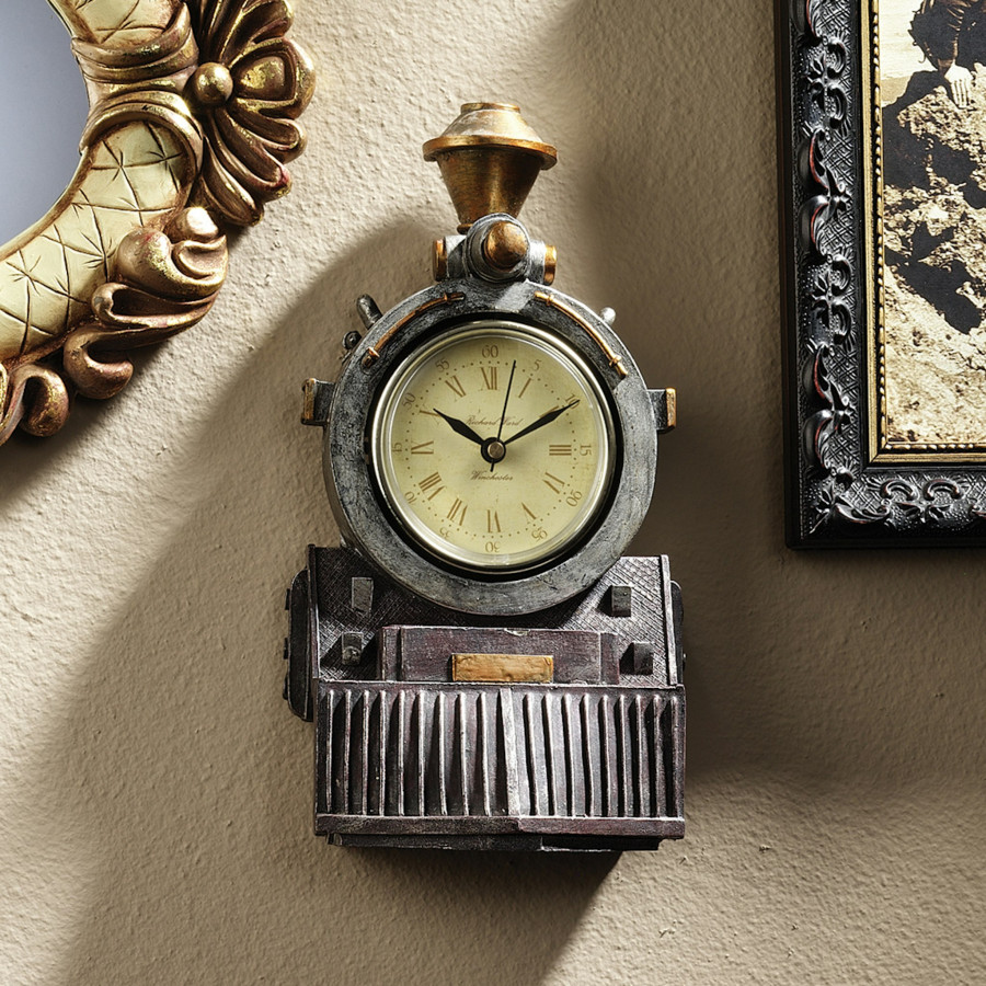 Toscano - All Aboard Locomotive Train Sculptural Wall Clock