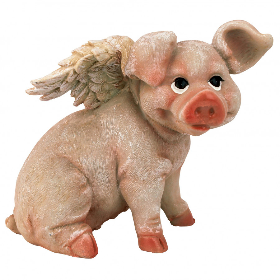 Toscano Hog Heaven Flying Pigs Sitting Statue