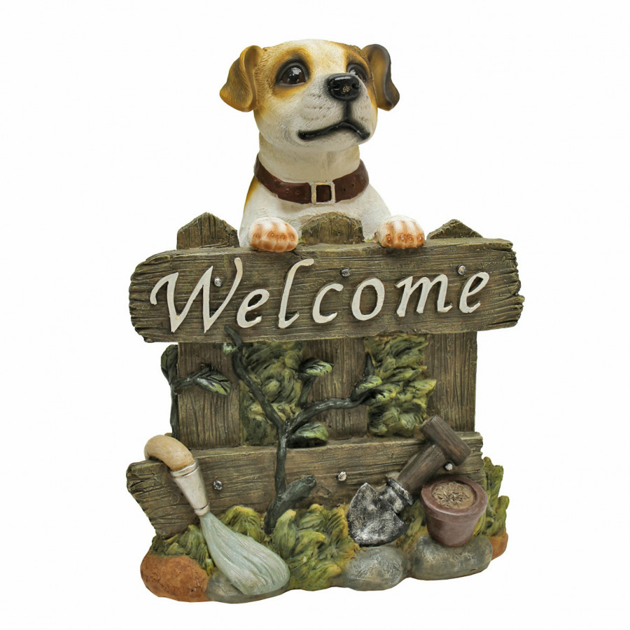 Toscano - Jack Russell Terrier Dog Welcome Sign Statue