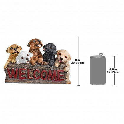 Toscano - Puppy Parade Welcome Sign Statue