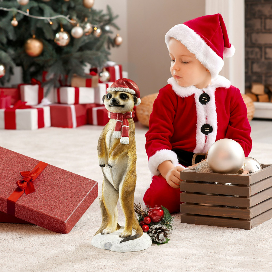 Toscano - Merry Meerkat Holiday Greeter Statue