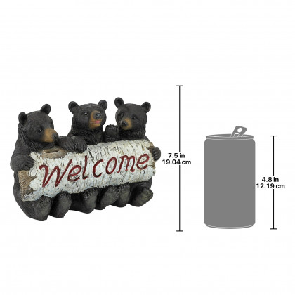 Toscano - Black Bear Cubs Welcome Sign Statue