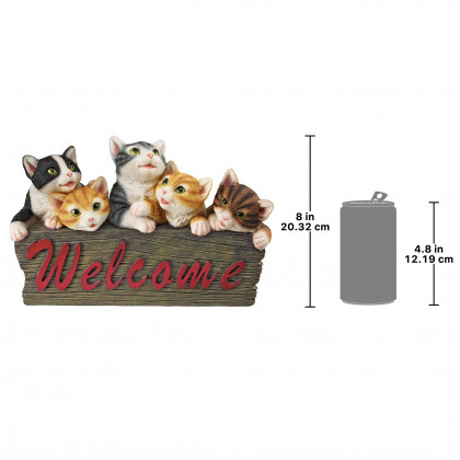 Toscano - Kitten Kaboodle Cat Welcome Sign Statue