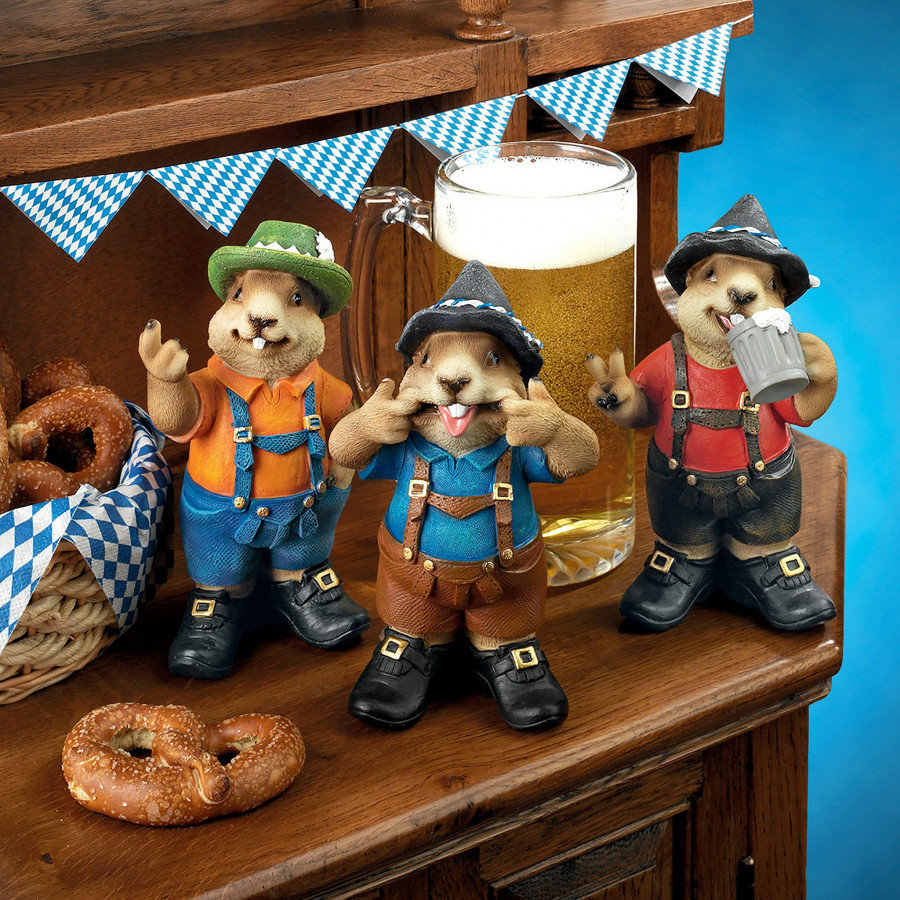 Toscano - Oktoberfest Muskrats Bavarian Beer Buddy Trio Statues