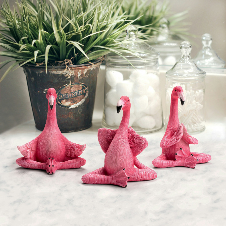 Toscano - The Zen of Pink Flamingos Yoga Statues