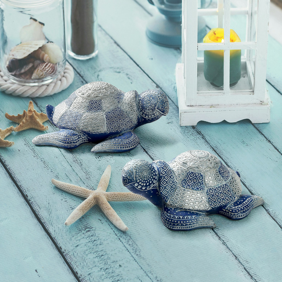Toscano - Peace and Harmony Blue Sea Turtle Statue Set