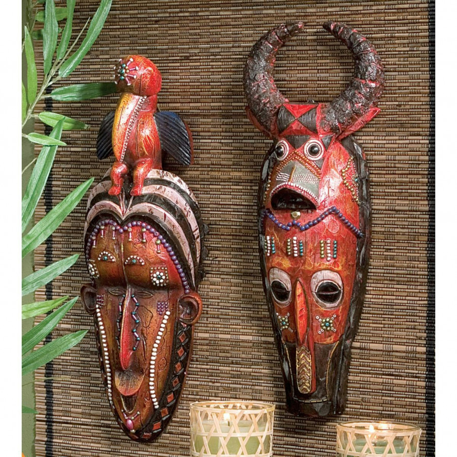 Toscano - Set of 2 Masks of the Congo African Wall Sculptures
