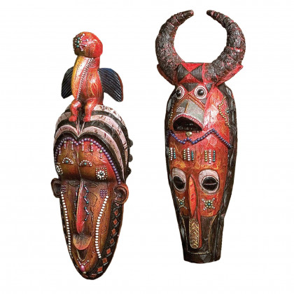 Toscano - Set of 2 Masks of the Congo African Wall Sculptures