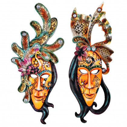 Toscano - Set of 2 Masquerade at Mardi Gras Mask Wall Sculptures