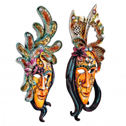 Toscano - Set of 2 Masquerade at Mardi Gras Mask Wall Sculptures