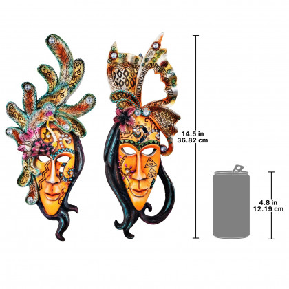 Toscano - Set of 2 Masquerade at Mardi Gras Mask Wall Sculptures