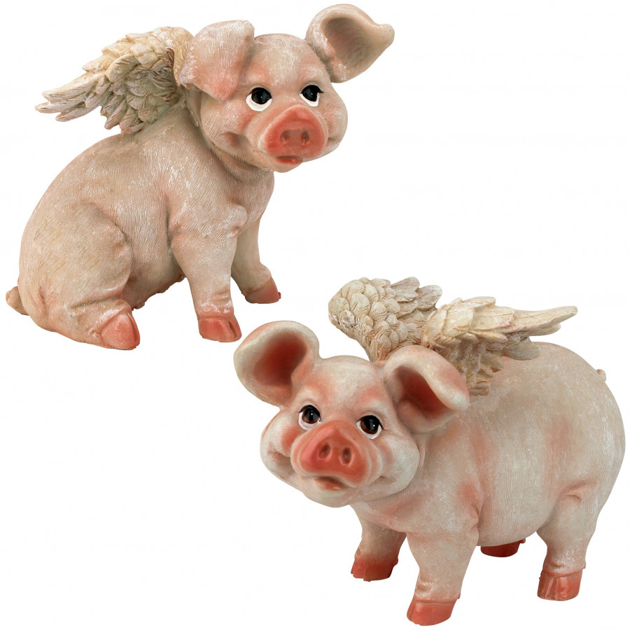Toscano - Set of 2 Hog Heaven Flying Pigs Statue Collection