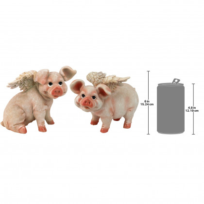 Toscano - Set of 2 Hog Heaven Flying Pigs Statue Collection