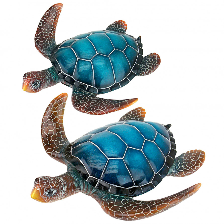 Toscano - Set of 2 Blue Sea Turtle Statues