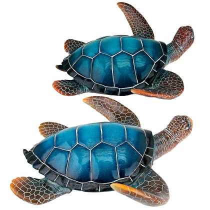 Toscano - Set of 2 Blue Sea Turtle Statues