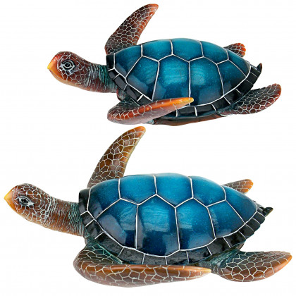 Toscano - Set of 2 Blue Sea Turtle Statues