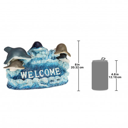 Toscano - Dolphin Welcome Sign Statue