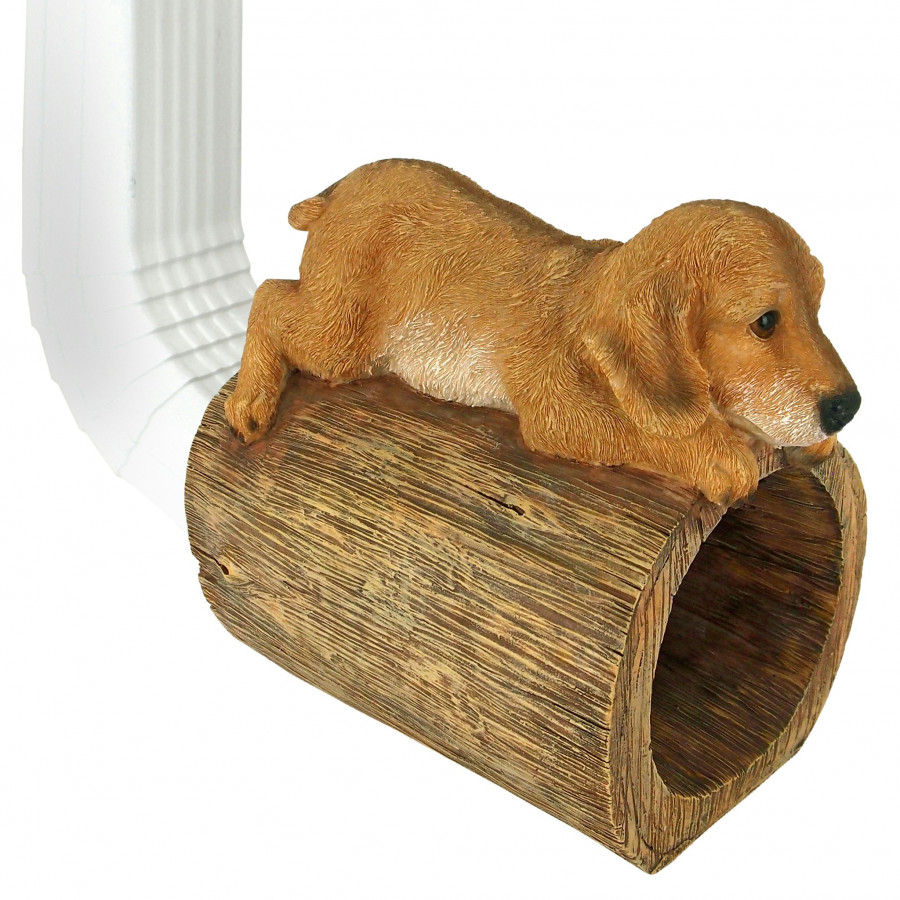 Toscano - Golden Retriever Puppy Dog Gutter Guardian Downspout Statue