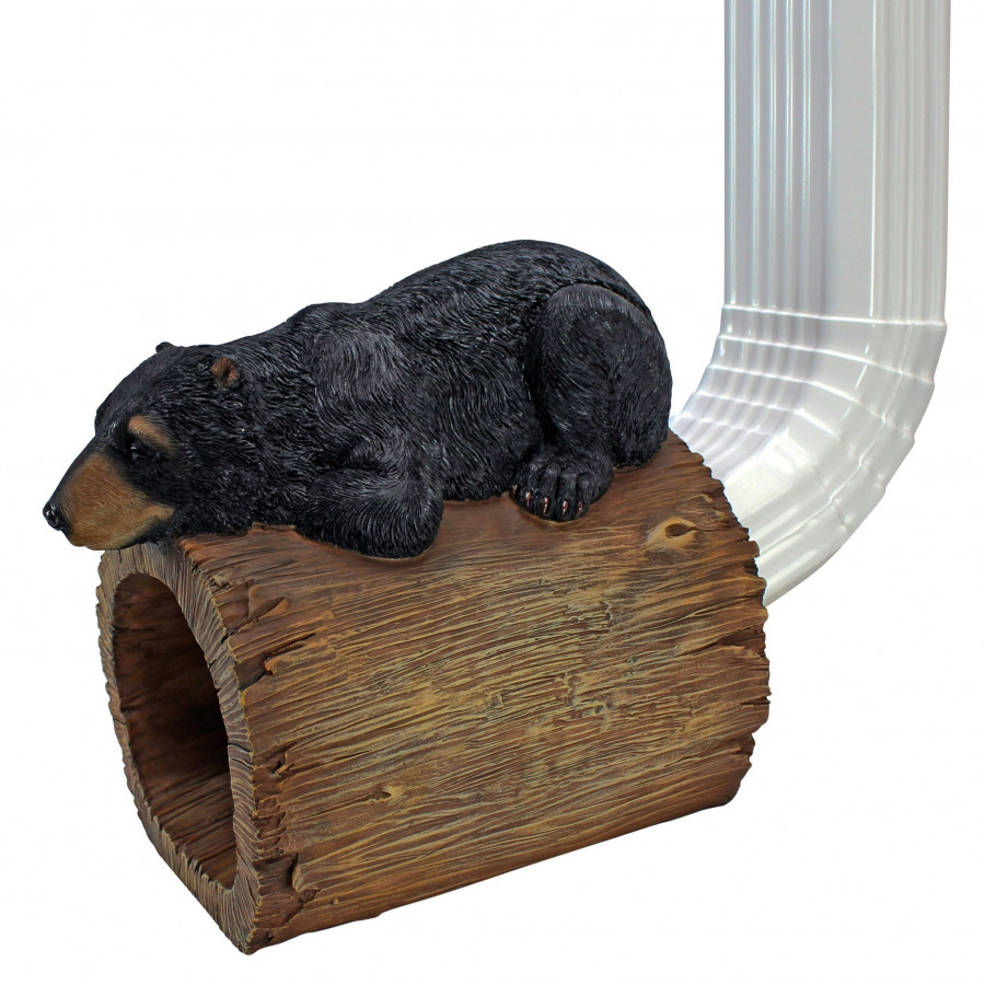 Toscano - Black Bear Gutter Guardian Downspout Statue