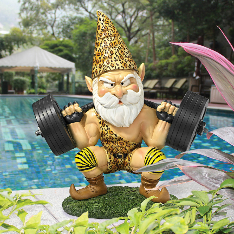 Toscano - Atlas the Athletic Weightlifting Gnome Statue