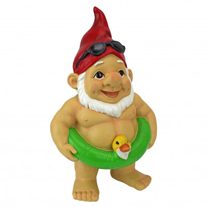 Toscano - Pool Party Pete Naked Gnome Statue