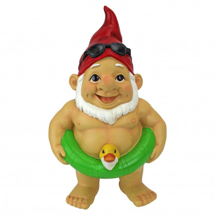 Toscano - Pool Party Pete Naked Gnome Statue