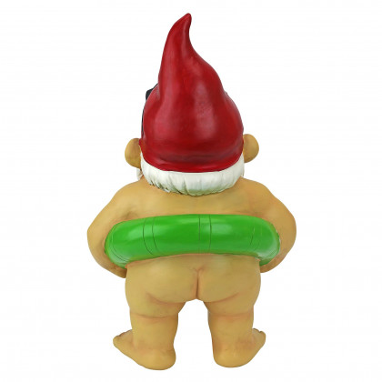 Toscano - Pool Party Pete Naked Gnome Statue