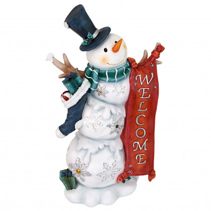 Toscano - Avalanche the Snowman Welcome Sign Statue