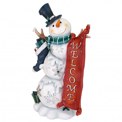 Toscano - Avalanche the Snowman Welcome Sign Statue