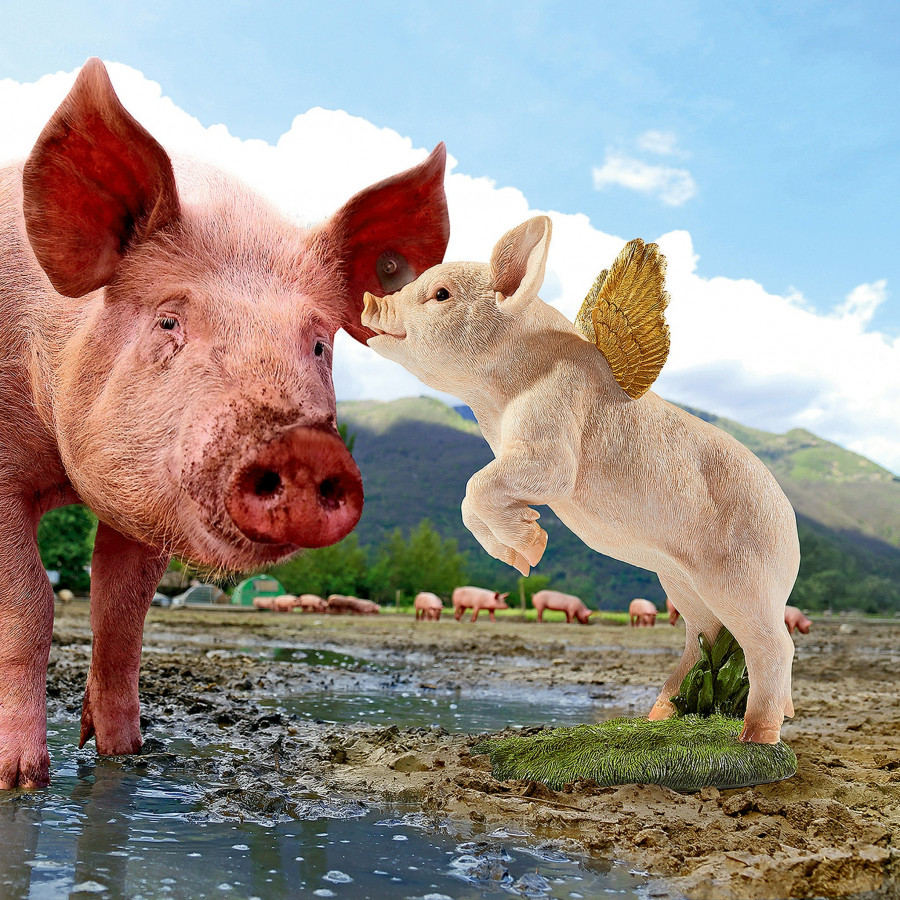 Toscano - When Pigs Fly Flamboyant Farm Statue