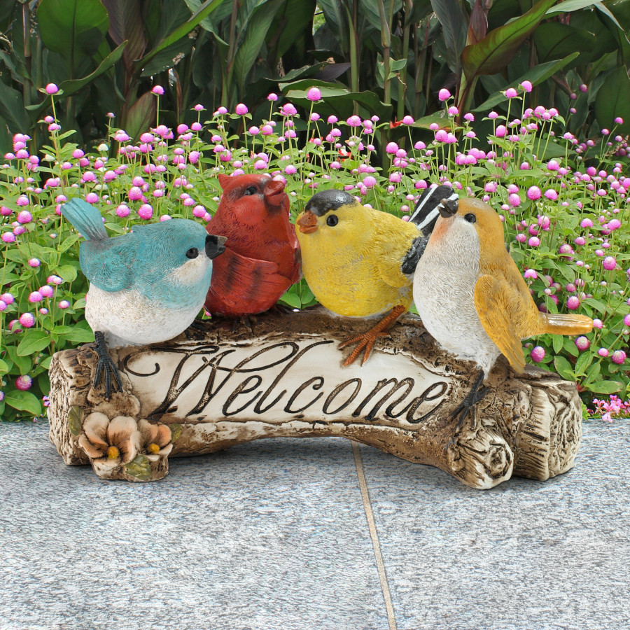 Toscano - Birdy Welcome Sign Statue