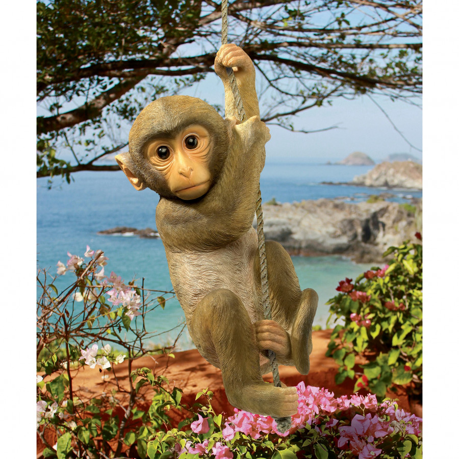 Toscano - Chico the Chimpanzee Hanging Baby Monkey Statue