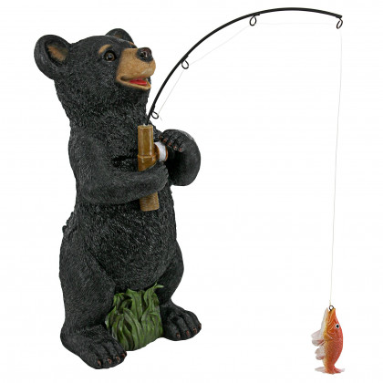 Toscano - Hooked on FishingBlack Bear Cub Fisherman Statue