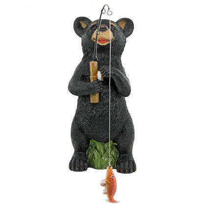 Toscano - Hooked on FishingBlack Bear Cub Fisherman Statue