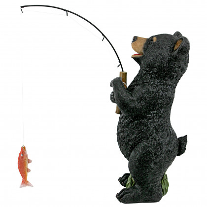 Toscano - Hooked on FishingBlack Bear Cub Fisherman Statue