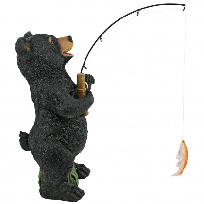 Toscano - Hooked on FishingBlack Bear Cub Fisherman Statue