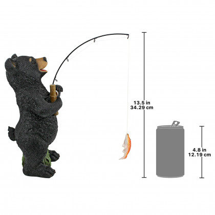 Toscano - Hooked on FishingBlack Bear Cub Fisherman Statue