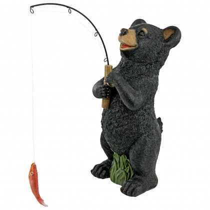 Toscano - Hooked on FishingBlack Bear Cub Fisherman Statue