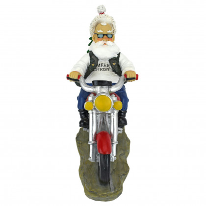 Toscano - Old School Father Christmas Santa Biker Statue
