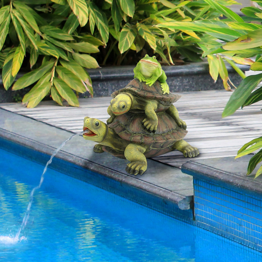 Toscano - Along for the RideFrog and Turtles Spitter Piped Statue