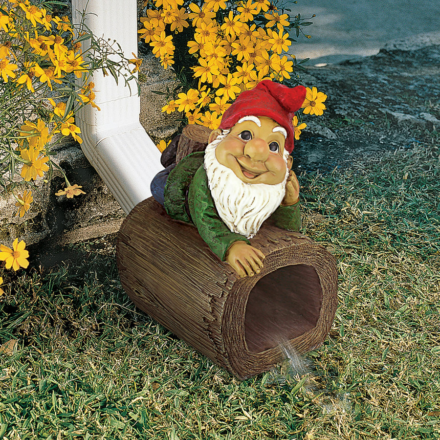 Toscano - Stormy the Gnome Gutter Guardian Downspout Statue