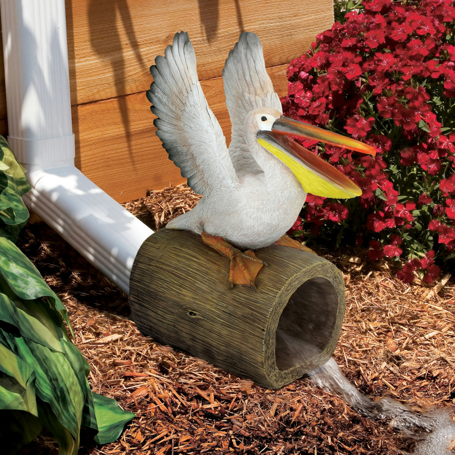 Toscano - Splash the Pelican Gutter Guardian Downspout Statue