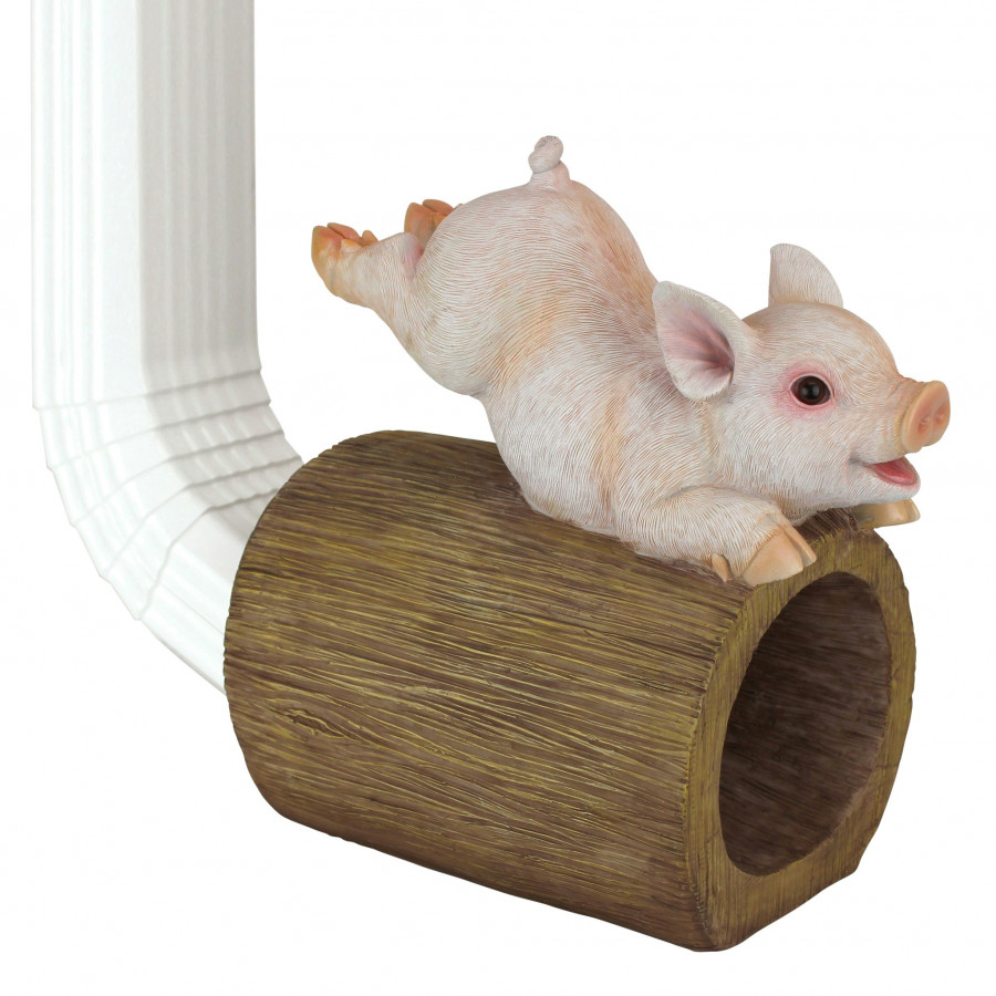 Toscano - Hog Wild Pouncing Pig Gutter Guardian Downspout Statue