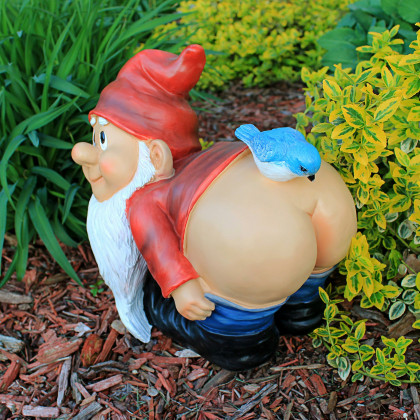 Toscano Loonie Moonie Bare Buttocks Garden Gnome Statue - Large