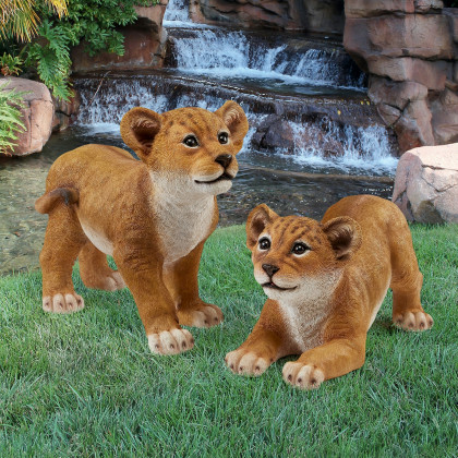 Toscano Lion Cubs of the Sahara Animal Statues - Ahaggar