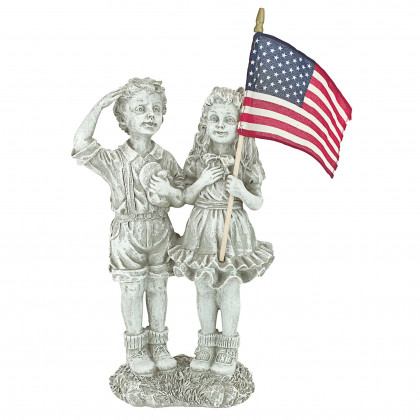 Toscano - Patriotic Flag Children Statue