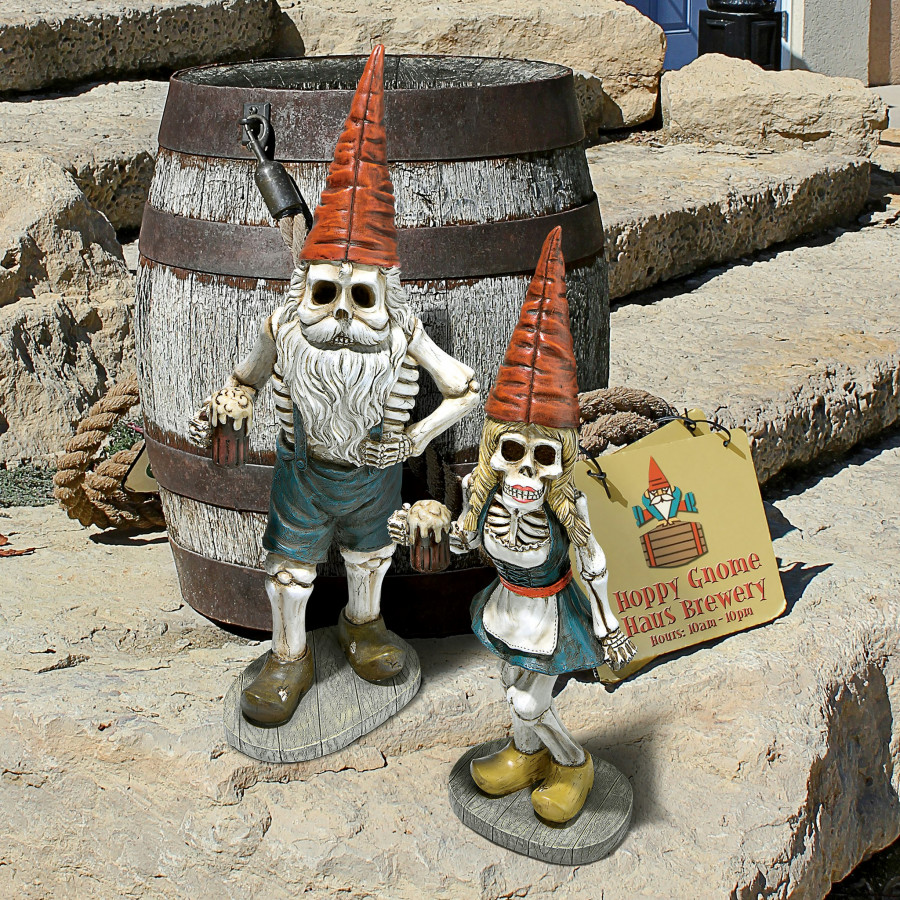 Toscano - Set of 2 Bavarian Oktoberfest Skeleton Gnome Statues