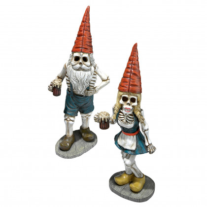 Toscano - Set of 2 Bavarian Oktoberfest Skeleton Gnome Statues