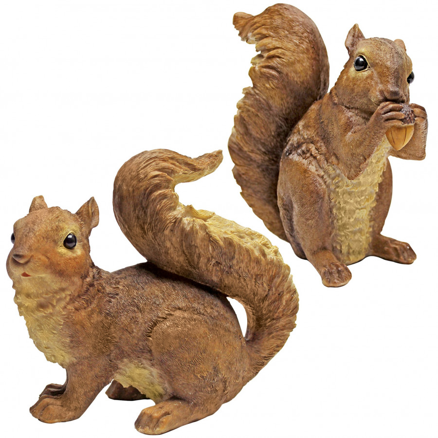 Toscano - Set of 2 Scamper and Chomper the Woodland Squirrel Statues