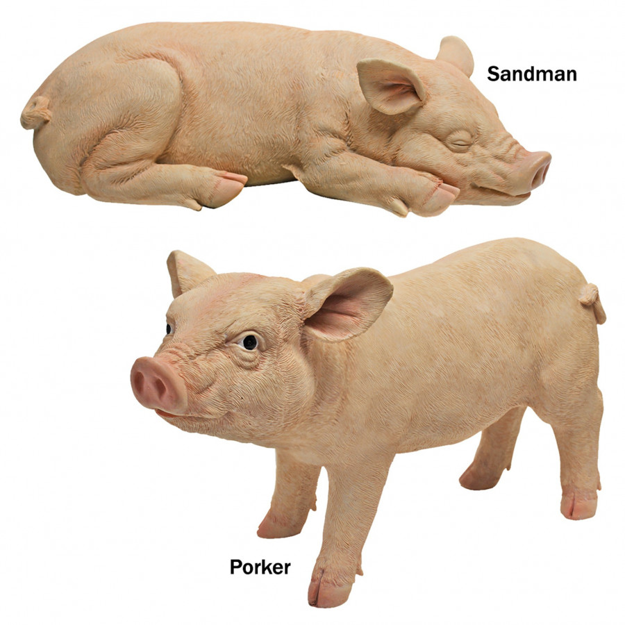 Toscano - Set of 2 Sandman and Porkerthe Piggies Garden Statues